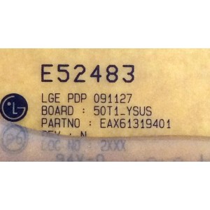 Y-SUS / LG EBR63039801 / EAX61319401 / 50T1_YSUS / E52483 / PARTES SUSTITUTAS EBR65757201 / EBR63039802 / PANEL PDP50T10000 / MODELOS 50PJ350-UB AUSLLUR / 50PJ350 / 50PJ340-UC AUSLLHR / 50PJ350C-UB AUSLLHR / Z50PJ240-UB AUSLZUR