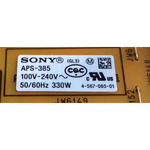 FUENTE DE PODER / SONY 1-474-620-11 / APS-385(CH) / 147462011 / 1-894-794-11 / APS-385 / PANEL SYV5541 / MODELO XBR-55X850C