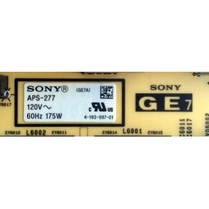 FUENTE DE PODER PARA TV SONY / NUMERO DE PARTE 147424611 / 1-474-246-11 / APS-277(CH) / 1-882-772-11 / APS-277 / PANEL LTY400HM03-001 / MODELO NSX-40GT1