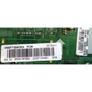 MAIN / SAMSUNG BN94-06789S / BN41-01958B / BN97-07053S / PARTE SUSTITUTA BN94-06188C / PANEL CY-LF600DSSV1H / MODELO UN60F7100AFXZA HH01