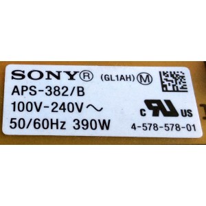 FUENTE DE PODER / SONY 1-474-617-21 / APS-382/B(CH) / 147461721 / 1-894-727-11 / APS-382/B / PANEL S650QF59 V3 / MODELO XBR-65X850C