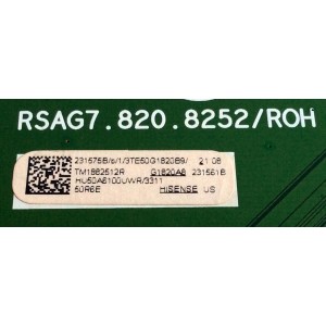 MAIN / HISENSE 231575 / RSAG7.820.8252/ROH / 231561 / 231575B / 231561B / HU50A6100UWR / G1820A8 / 3TE50G1820B9 / PANEL / MODELO 50R6E