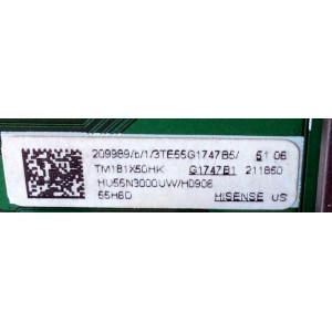 MAIN / HISENSE 209989 / RSAG7.820.6715/ROH / 211850 / HU55N3000UW / 3TE55G1747B5 / TM181X50HK / MODELO 55H6D