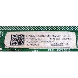MAIN FUENTE COMBO PARA TV HISENSE ORIGINAL / NUMERO DE PARTE 211020 / RSAG7.820.7456/ROH / 213755 / HU40N2170FW / 3TE40M1752C8 / TM183945LC / DISPLAY V400HJ6-PE1 REV.C3 / MODELO 40H5080E / 40H5D