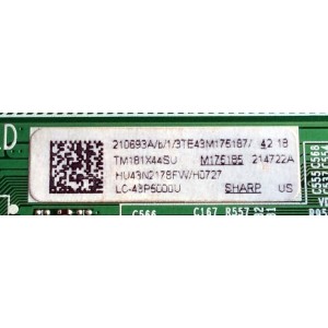 MAIN / FUENTE (COMBO) / SHARP 210693A / RSAG7.820.7456/ROH / 214722A / HU43N2178FW / 214722 / 210693 / 3TE43M175187 / TM181X44SU / M175185 / PANEL JHD426N2F21-K1QL\S0\GM\ROH MODELOS LC-43P5000U