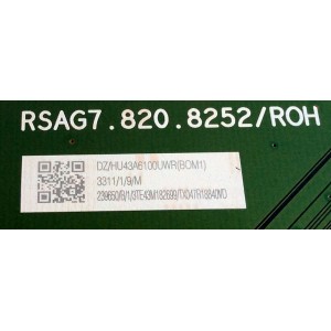 MAIN / HISENSE 239650 / RSAG7.820.8252/ROH / HU43A6100UWR / 3TE43M182699 / TX047R18840VD / PANEL JHD425S1U51-L2 / MODELO 43R6E