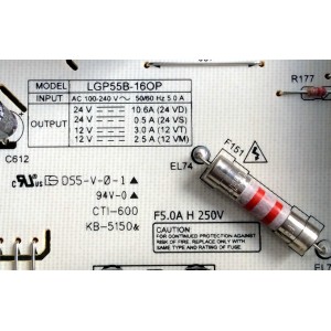 FUENTE DE PODER PARA TV LG OLED / NUMERO DE PARTE EAY64389001 / 64389001 / LGP55B-16OP / B12F279001 / LGP55B-160P / PANEL LC550AQD (EK)(A4) / LC550AQD (GJ) ( A6) / MODELOS OLED55B6P-U / OLED55B6P-U.AUSZLH / OLED55B6P-U / OLED55B6P-U.BUSZLJR