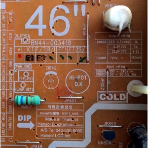 FUENTE DE PODER / SAMSUNG BN44-00341B / BN4400341B / I46F1_AHS / PARTE SUSTITUTA BN44-00418A / PANEL T460HW03 V.L / MODELOS LN46C630K1FXZA AA02 / LE46C550J1WXZT SQ03 / LE46C530F1WXXU CN05 / LE46C530F1WXXU SQ01 / LE46C550 / MAS MODELOS EN DESCRIPCION...