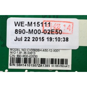 MAIN / FUENTE (COMBO) / WESTINGHOUSE 890-M00-02E50 / CV3393BH-A50 / 1.81.36.00613 / CV3393BH-A50-12-X001 / WE-M15111 / PANEL T480-0CL-DLED / MODELO DWM48F1Y1-C