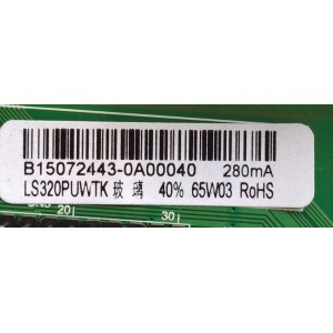 MAIN / FUENTE / ( COMBO) B15072443 / TP.MS3393.PB855 / LS320PUWTK / PANEL LS320PUWTH / MODELO	