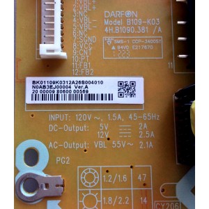 FUENTE DE PODER / SANYO N0AB3EJ00004 / 4H.B1090.381/A / BK.01109.K03 / NOAB3EJ00004 / B109-K03 / PANEL T390HVN01.0 / MODELOS DP39842 P39842-04 / FVM3982 P39842-05