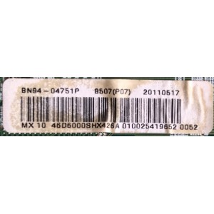 MAIN / SAMSUNG / BN94-04751P / BN9404751P / BN94-04751P /  PANEL  LTJ400HF01-J / MODELO UN40D6000SF