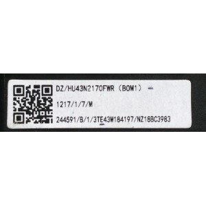 MAIN FUENTE (COMBO) PARA TV HISENSE·ROKU TV FHD / NUMERO DE PARTE 244591 / HU43N2170FWR / RSAG7.820.8317/ROH / 39632-244591-18BA / DISPLAY HV430FHB-N10 / MODELO 43H4E