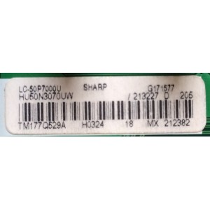 MAIN / SHARP / 213227/ 212382 / HU50N3070UW / RSAG7.820.6715/ROH / TM177Q529A / MODELO LC-50P7000U