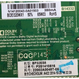MAIN / FUENTE / (COMBO) / UPSTAR / N14120043 / TP.MS3393.PB851 / P3S1410516 / PANEL BOEI320WX1 / MODELO P32ES8