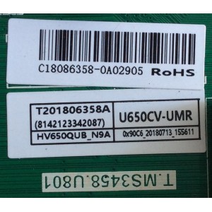 MAIN / SCEPTRE /  W65-FITV58DA / C18086358 / T.MS3458.U801 / T201806358A / U650CV-UMR / PANEL HV650QUB-N9D / MODELO W65-FITV58DA