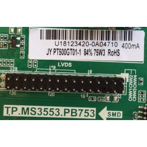 MAIN / FUENTE / (COMBO) / SCEPTRE / U18123420 / TP.MS3553.PB753 / PT500GT01-1 / 102181200071 / PANEL PT500GT01-3 / MODELO H50