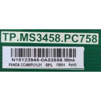 MAIN / FUENTE / (COMBO) / SCEPTRE / N18123945 / TP.MS3458.PC758 / 102181103843 / PANEL CC495PU1L01 / MODELO W50