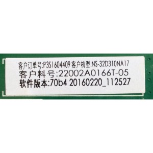 MAIN FUENTE ((COMBO)) PARA TV INSIGNIA / NUMERO DE PARTE TP.MS3393T.PB796 / 22002A0166T-05 / 20160220_112527 / P3S1601235 / PANEL BOEI320WX1-01 / DISPLAY HV320WHB-N81 REV.1.0 / MODELO NS-32D310NA17