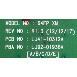 X-MAIN / SAMSUNG / BN96-25215A / 936A / LJ41-10312A / LJ92-01936A / PANEL'S S64FH-YE02 / S64FH-YB04 / MODELO PN64F8500AFXZA US01