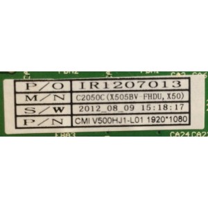 MAIN / SCEPTRE / B12083619 / T.RSC8.82B 12062 / IR1207013 / PANEL V500HJ1-L01 / MODELO X505BV-FHD