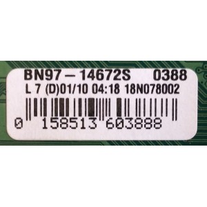 MAIN PARA TV SAMSUNG ORIGINAL / NUMERO DE PARTE BN94-13119P / BN97-14672S / BN41-02692A / PANEL CY-NN055HGLVAH / CY-NN055HGEV1H / DISPLAY LSF550FN09-L05 / BN96-39045D / MODELO HG55NJ678UFXZA / HG55NJ678UFXZA FA01