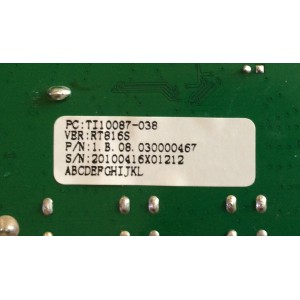 MAIN / ELEMENT TI10087-038 / 20-ASUS816-15-0X / RT816_V5_20100326 / 1.B.08.030000467 / RT816S / PANEL V315BH1-LH3 REV B1 / MODELOS ELEFW3916 / ELDFT321