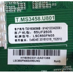 MAIN / HAIER H16092331 / T.MS3458.U801 / LSC650FN05 / PANEL  CN650XB7705  / MODELO 65UF2505 