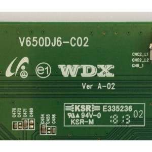 T-CON PARA ATYME / RCA  NUMERO DE PARTE V650DJ6-Q02 / V650DJ6-C02 / E335236 / V650DJ6-Q02  REV:E1 / MODELO 650AM7UD  / RNSMU6536-B