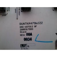 BACKLIGHT INVERSOR / SHARP RUNTKA479WJZZ / 2995317900 / DAC-60T012 BF / MODELO LC-52D65U