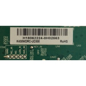 MAIN / TOSHIBA / H18062224 / TD.T950.61 / K430WDRC-UD300 / PANEL K430WDRB / MODELO 43LF421U19