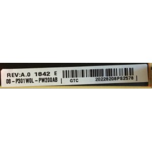 FUENTE DE PODER PARA TV TCL / NUMERO DE PARTE 08-P301W0L-PW200AB / 40-P301HL-PWA1CG / 08-P301W0L-PW200AB REV:A.0 / PANEL LVU650NDBL SD9W01 / MODELOS 65R613 / 65R615 / 65R615TBAA / 65R617 / 65R617TBAA / 65R625