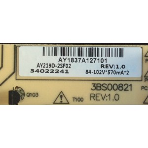 FUENTE DE PODER PARA TV SEIKI / NUMERO DE PARTE AY219D-2SF02 / 3BS00821 / AY1837A127101 / 34022241 / PANEL 72000433YTAK / MODELO SC-60UK850N