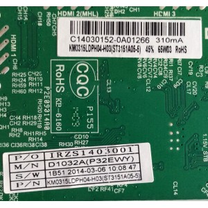 MAIN/FUENTE (COMBO)/C14030152/TP.MS3393.PB851/PANEL KM0315LDPH04-H03/MODELO P32EWY/ ((NOTA IMPORTANTE (BALUM)  DAÑADO))