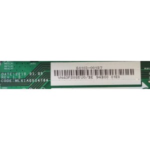 MAIN / FUENTE / (COMBO) / SAMSUNG / VN43FS085U0 / 60103-00187 / ML41A050478A / PANEL BOEI430WU1 / MODELO UN43N5300AFXZA BA01