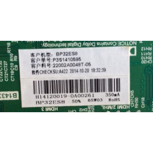 MAIN / FUENTE / (COMBO) / UPSTAR / H14120019 / TP.MS3393.PB851 / 22002A0048T05 / BP32ES8 / PANEL BOEI320NX1 / MODELO P32ES8