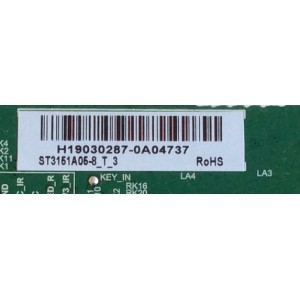 MAIN / TOSHIBA / 78V0F000020 / H19030287 / TD.T950.61 / FW:1847+96 / PANEL U320DH05 TT105 / MODELO 32LF221U19