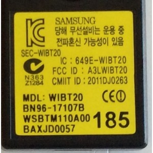 MODULO BLUETOOTH SAMSUNG / BN96-17107B / MDL:WIBT20 / BAXJD0057 / MODELOS LH46UEAPLGC/ZA / UN46D6450UFXZA / UN46D6500VFXZA / UN46D6900WFXZA / MAS MODELOS EN DESCRIPCIÓN