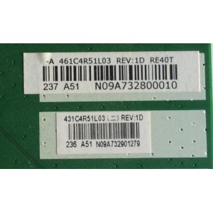 MAIN TOSHIBA / 431C4R51L03 / SRE 40T VTV-L40715 REV:1A / 461C4R51L03 / PANEL LTA400HV04 / MODELO 40L5200U1