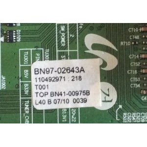 MAIN SAMSUNG / BN94-01723T / BN41-00975B / BN97-02643A / PARTE SUSTITUTA BN96-08994A / PANEL T460HW02  V.5/ MODELO LN46A550P3FXZA