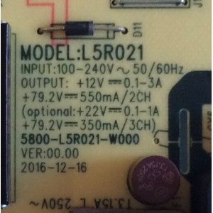 FUENTE DE PODER SKYWORTH / 5R021-W1 / 5800-L5R021-W000 / L5R021 / 1790591U / PANEL SDL550WY(LD0-612) / MODELO 55U5A