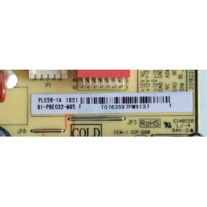 FUENTE DE PODER PARA TV TCL / NUMERO DE PARTE 81-PBE032-M95 / PLE56 REV1.6 / CQC09001032302 / PLE56 / CEM-1 / CCP-508 /  E148158 / 20182202 / PANEL LVF320NDEL / MODELO 32S327