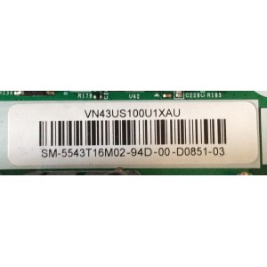 MAIN FUENTE ((COMBO)) PARA TV SAMSUNG 4K SMART TV / NUMERO DE PARTE 5543T16M02 / VN43US100U1XAU / BN81-17077A / VN43US100 / JDM_43_KANT-SU / PANEL T430QVN03.6 / DISPLAY BN96-45764A / BN9645764A / MODELOS UN43NU6900 / UN43NU6900FXZA AA04
