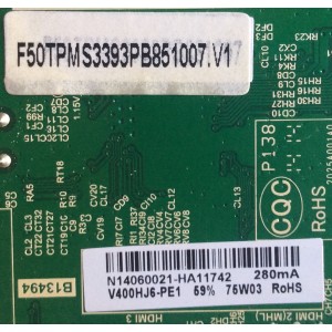 MAIN FUENTE (COMBO) ELEMENT / ELEFW408  SN F1401278 / TP.MS3393.PB851 / F50TPMS3393PB851007 / N14060021 / V400HJ6-PE1 / PANEL D400D3-GG58-COX / MODELO ELEFW408 F1401278
