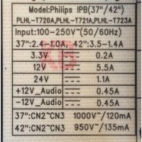 FUENTE DE PODER PHILIPS / MAGNAVOX / 272217100569 / PLHL-T721A / 2300KEG031A-F / MODELOS 42PFL3603D/F7 / 42PFL3603D/27 / 42TA648BX/F7 / 42PFL7603D/F7 / 42PFL7603D/27 / 42PFL7403D/F7 / 42MF438B/27 / 42MF438B/F7 / SUSTITUTA 272217100595