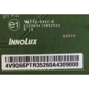 T-CON LG / 4V9Q66PTR3 / 15052502 / E222034 / PANEL NC500DUN VXBP3 / MODELO 50LF6100-UA.BUSJLOR