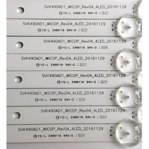 KIT DE LED´S PARA TV (8 PIEZAS) / TOSHIBA 	SVK490AD1 / SVK490AD1_WICOP_Rev04_4LED_20161129 / YS-L E469119 94V-0 / J0703T / PANEL`S K490WDRB / K490WDRA-LH300 / MODELO 49LF421U19