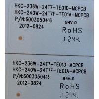 KIT DE LED'S PARA TV (2 PIEZAS) / DIGITREX / 6003050416 / HKC-236W-24T7-TE01D-MCPCB / HKC-240W-24T7F-TE01A-MCPCB / PANEL 6050090001 / MODELO LED24T7TEHM