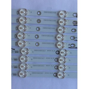 KIT DE LED´S PARA TV ( 9 PIEZAS ) / VIZIO / LB55076 / 098101085508 / 098101085507 / LB55076  V0_03 / LB55076 V1_02 / PANEL T550HVN08.4 / MODELO E55-D0 / NOTA IMPORTANTE : KIT CUENTA ORIGINALMENTE 10 PIEZAS ((INCOMPLETO 9 PIEZAS))