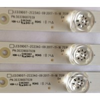 KIT DE LED`S PARA TV (3 PIEZAS) / INSIGNIA 1010219048-2 / LED39D07-ZC23AG-09 / 30339007039 / E493461 / 180426A3 / 39000M69 / C22/D/36 / 130-135/6 / PANEL T390XVN02.0 / MODELO NS-39D310NA19